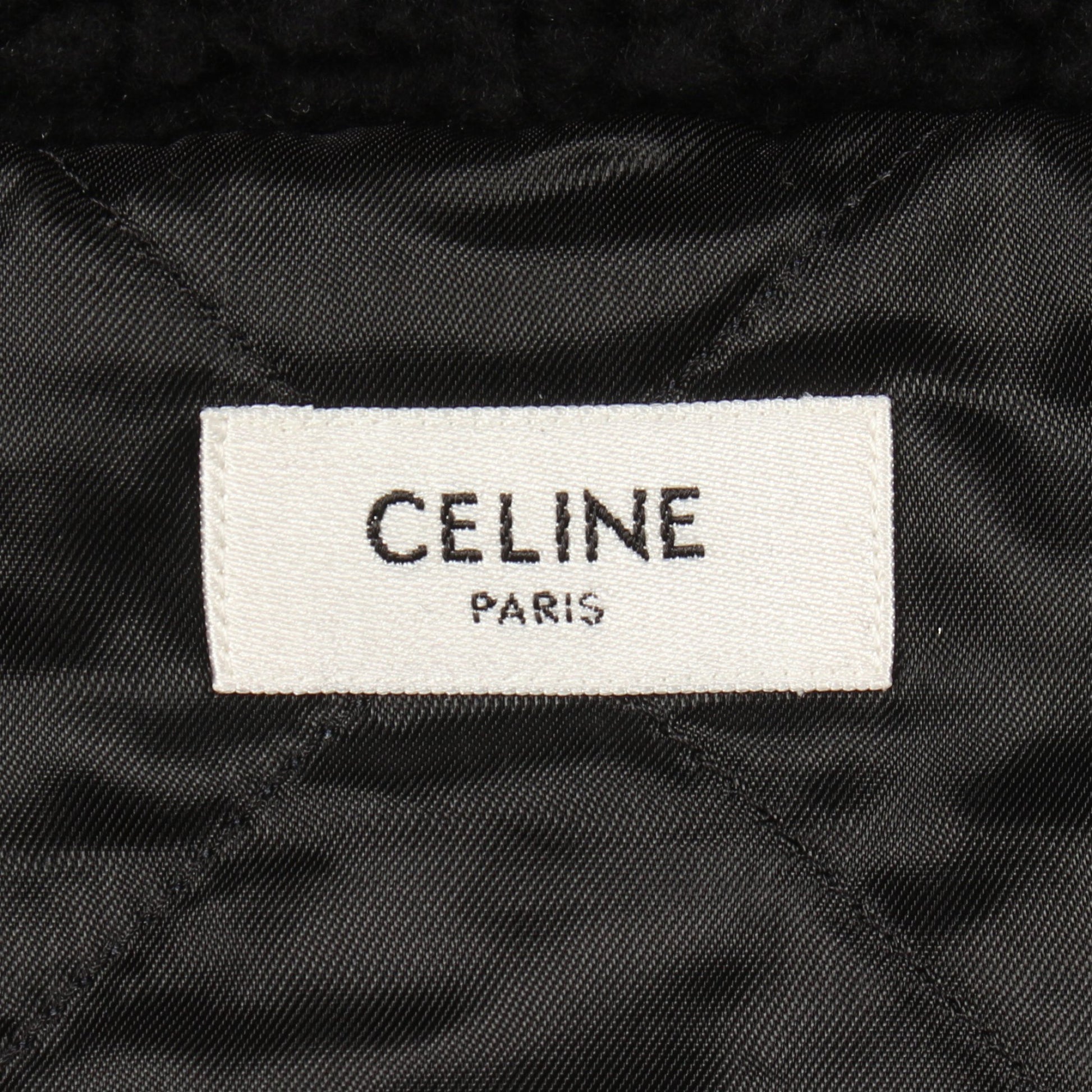 トリオンフ フーデッド フリースジャケット ブルゾン ウール コットン ブラック セリーヌ アウター CELINE