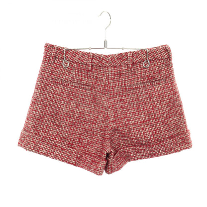 ボタンフライ ツイード ショート パンツ ウール レッド ブラウン ミュウミュウ ボトムス miu miu