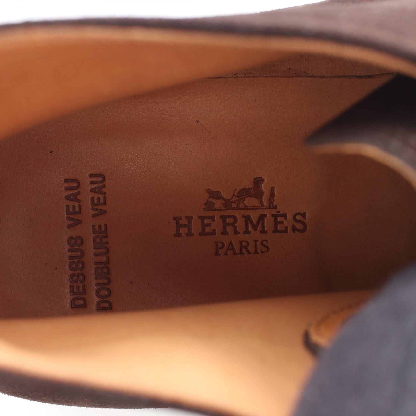 チャッカ ブーツ スエード ダークブラウン エルメス シューズ HERMES