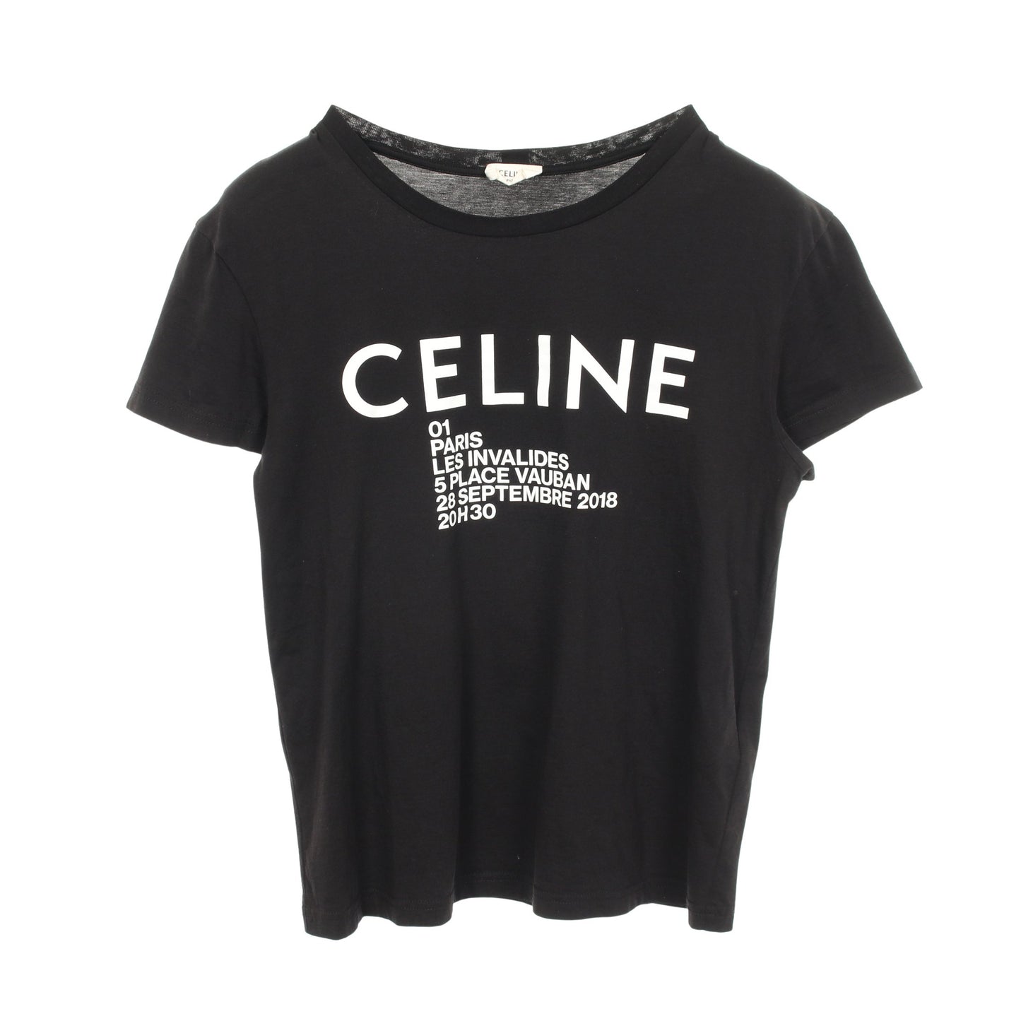 ロゴプリント クルーネック 半袖Tシャツ コットン ブラック ホワイト セリーヌ トップス CELINE