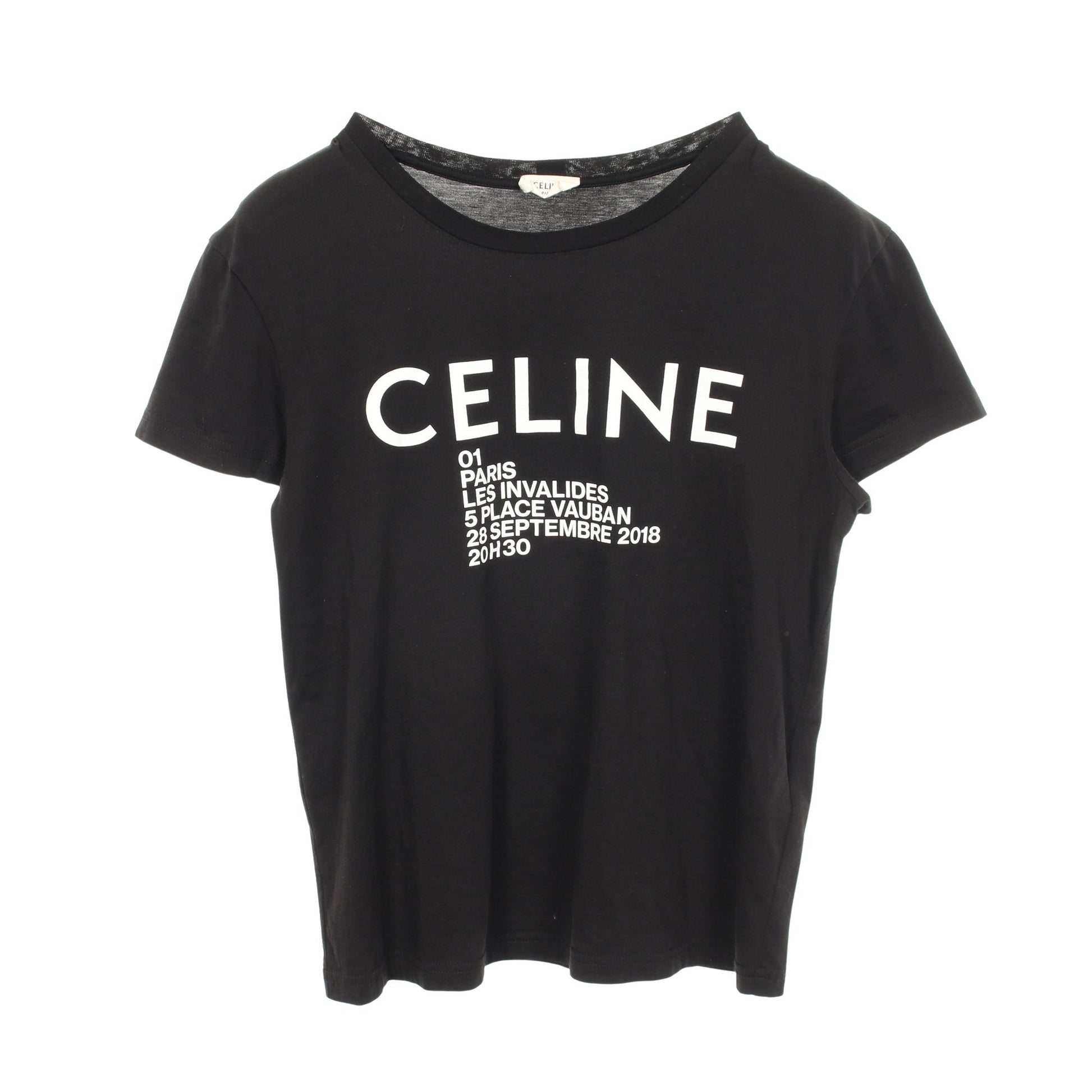 ロゴプリント クルーネック 半袖Tシャツ コットン ブラック ホワイト セリーヌ トップス CELINE