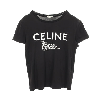 ロゴプリント クルーネック 半袖Tシャツ コットン ブラック ホワイト セリーヌ トップス CELINE