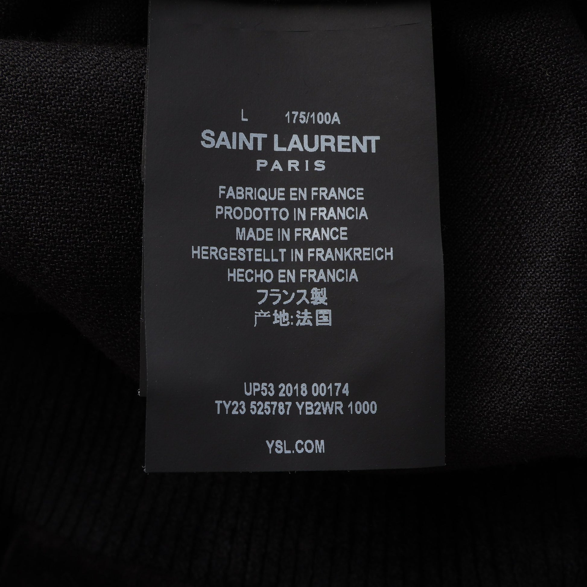 ダメージ加工 ベロア プルオーバーパーカー コットン ブラック サンローランパリ トップス SAINT LAURENT PARIS
