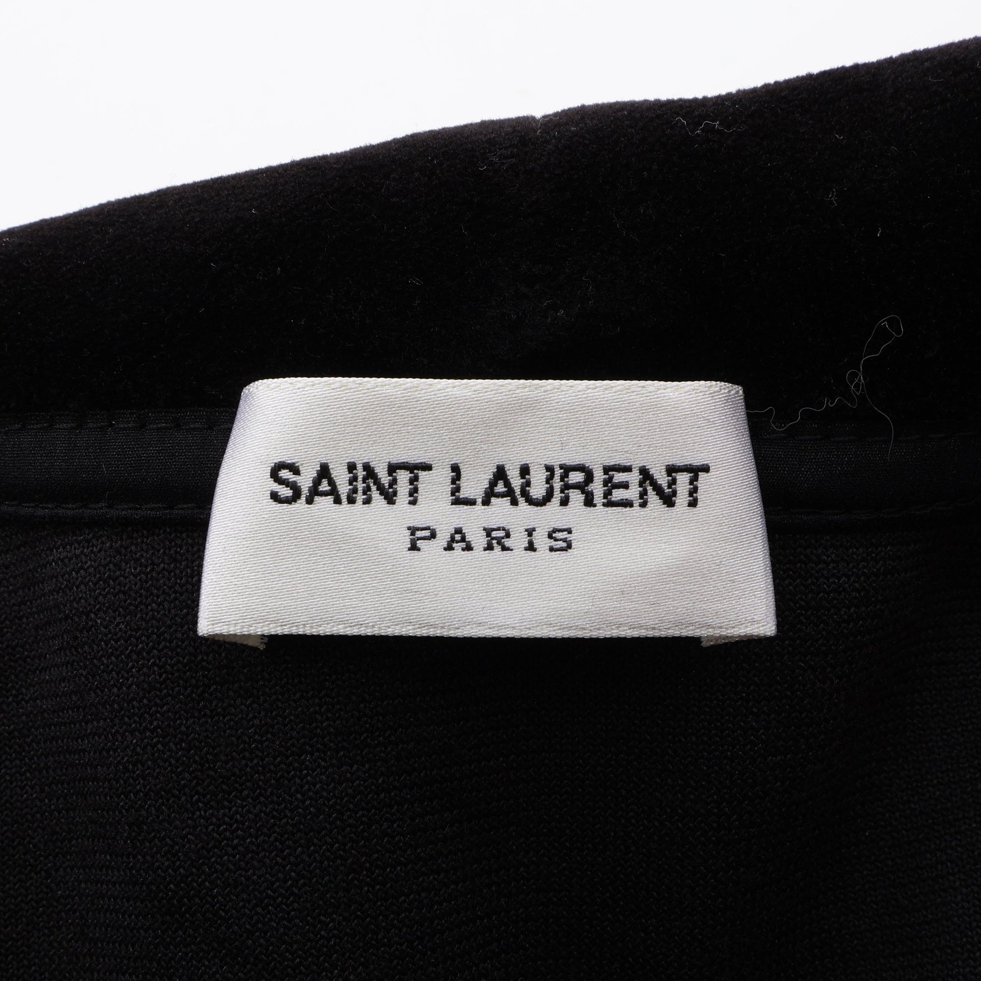 ダメージ加工 ベロア プルオーバーパーカー コットン ブラック サンローランパリ トップス SAINT LAURENT PARIS