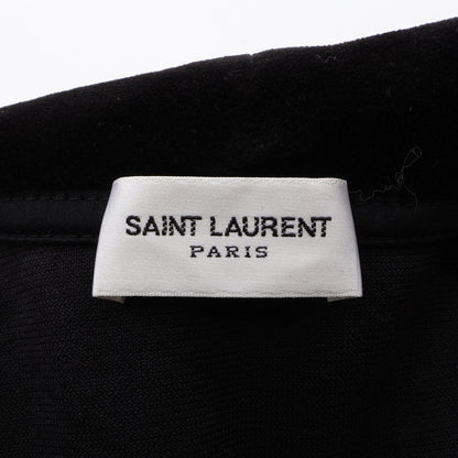ダメージ加工 ベロア プルオーバーパーカー コットン ブラック サンローランパリ トップス SAINT LAURENT PARIS