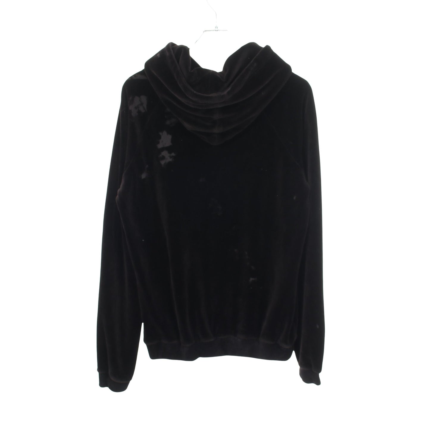 ダメージ加工 ベロア プルオーバーパーカー コットン ブラック サンローランパリ トップス SAINT LAURENT PARIS