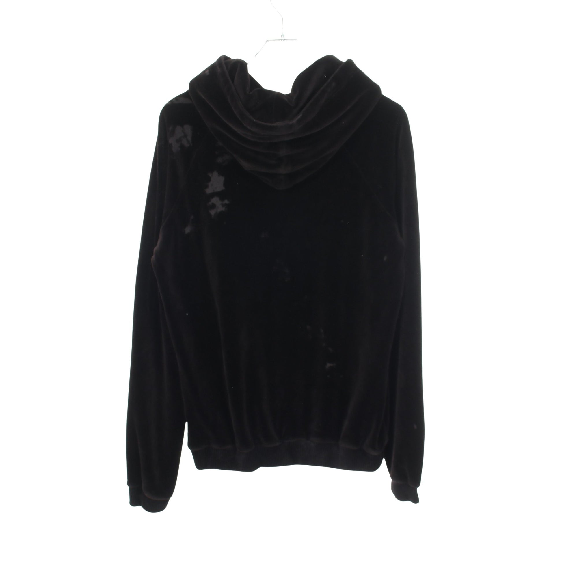 ダメージ加工 ベロア プルオーバーパーカー コットン ブラック サンローランパリ トップス SAINT LAURENT PARIS