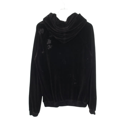 ダメージ加工 ベロア プルオーバーパーカー コットン ブラック サンローランパリ トップス SAINT LAURENT PARIS