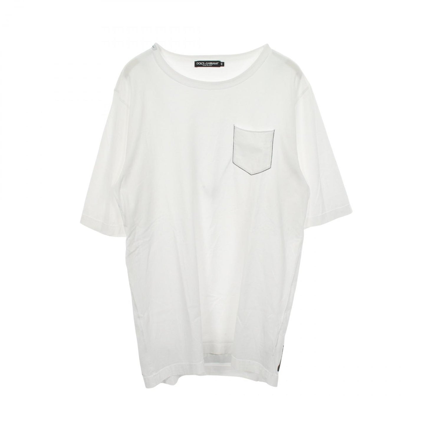 バックプリント ポケット付き クルーネック 半袖Tシャツ コットン ホワイト ドルチェアンドガッバーナ トップス DOLCE&GABBANA