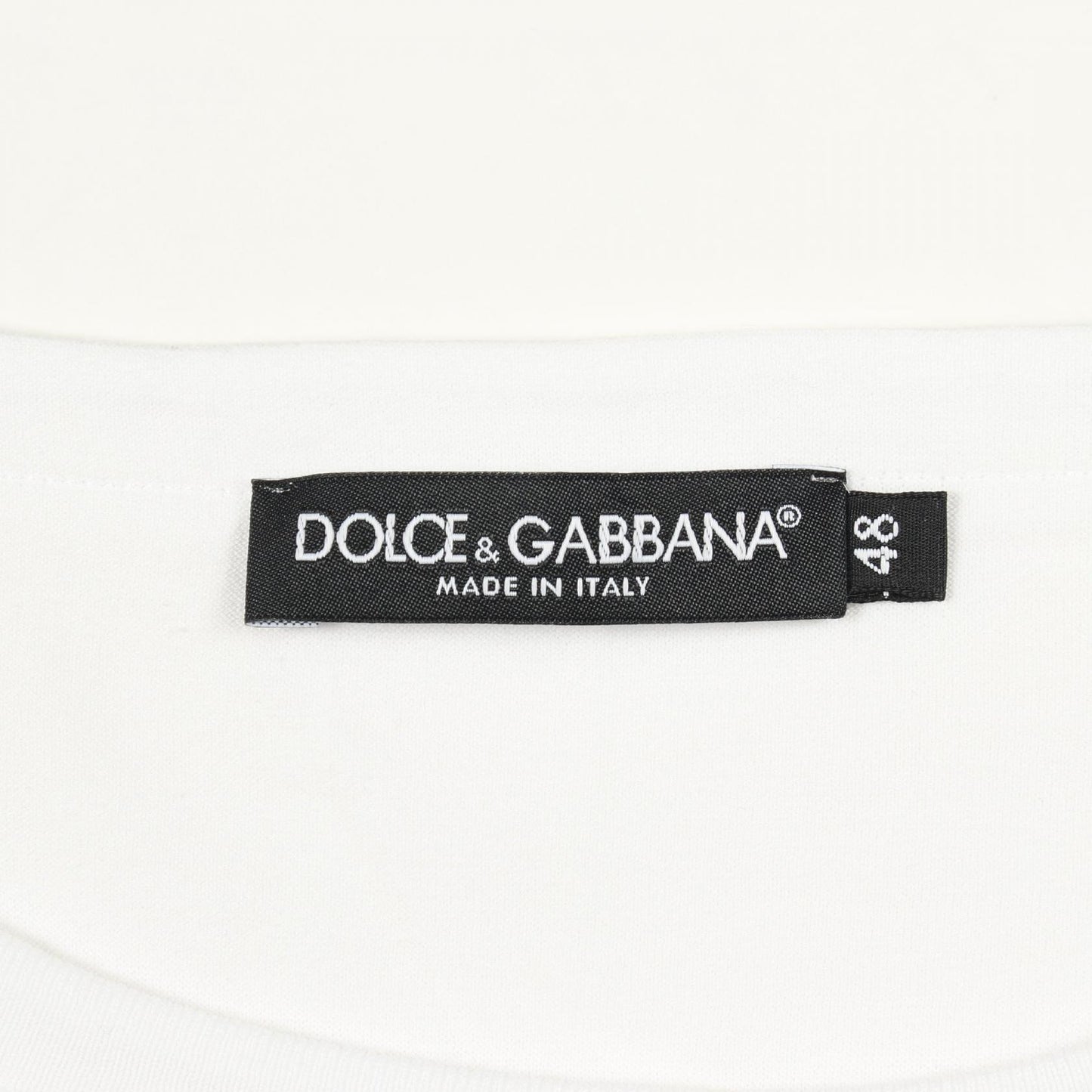 バックプリント ポケット付き クルーネック 半袖Tシャツ コットン ホワイト ドルチェアンドガッバーナ トップス DOLCE&GABBANA