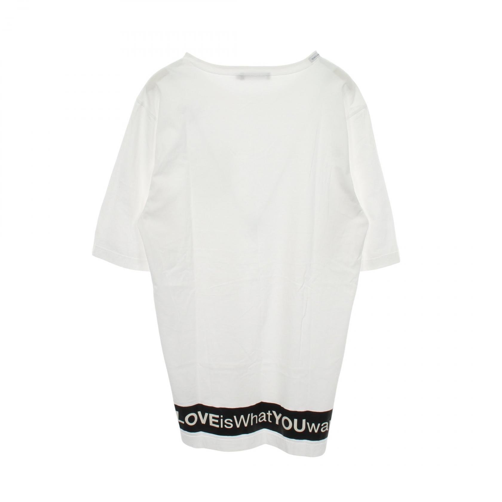 バックプリント ポケット付き クルーネック 半袖Tシャツ コットン ホワイト ドルチェアンドガッバーナ トップス DOLCE&GABBANA