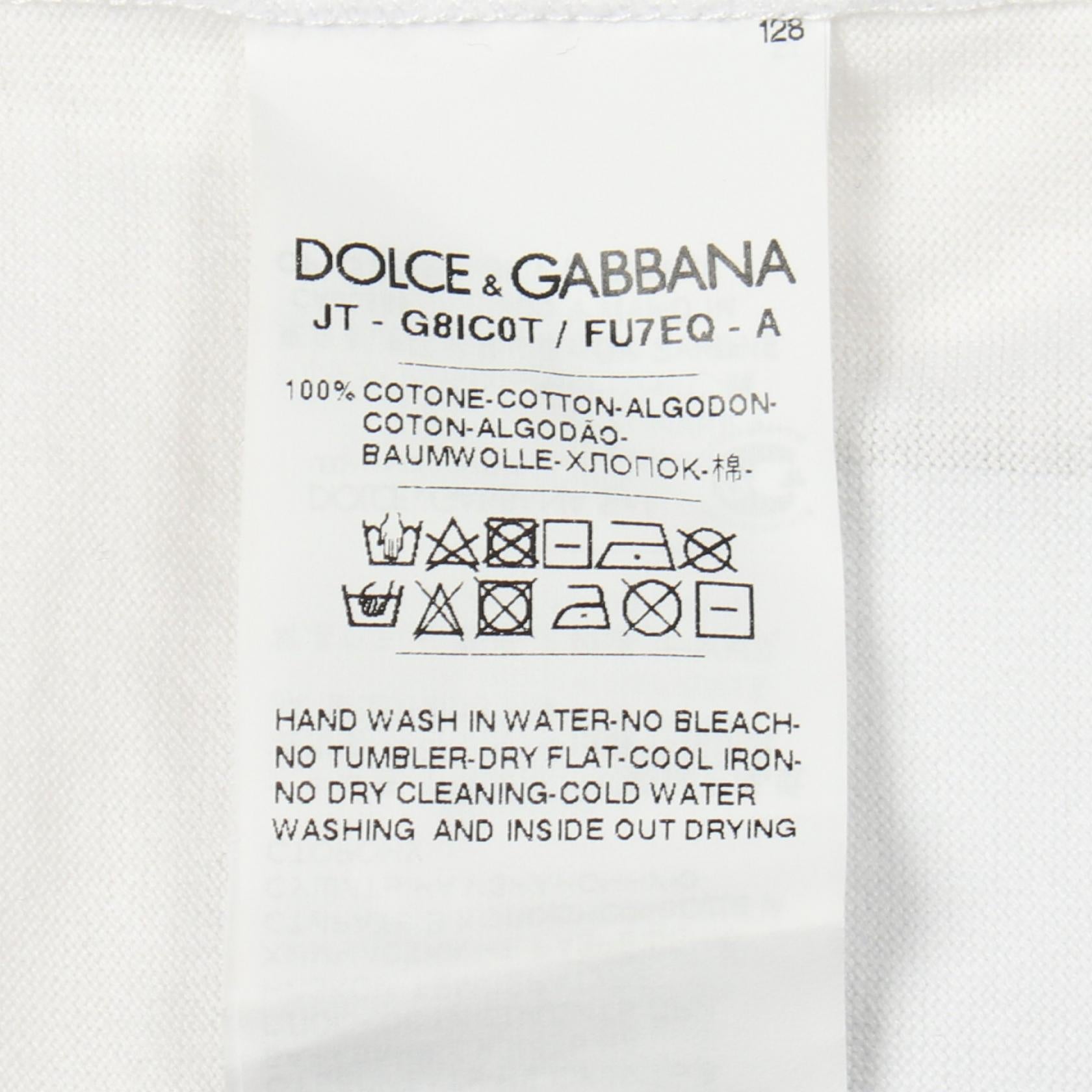 バックプリント ポケット付き クルーネック 半袖Tシャツ コットン ホワイト ドルチェアンドガッバーナ トップス DOLCE&GABBANA