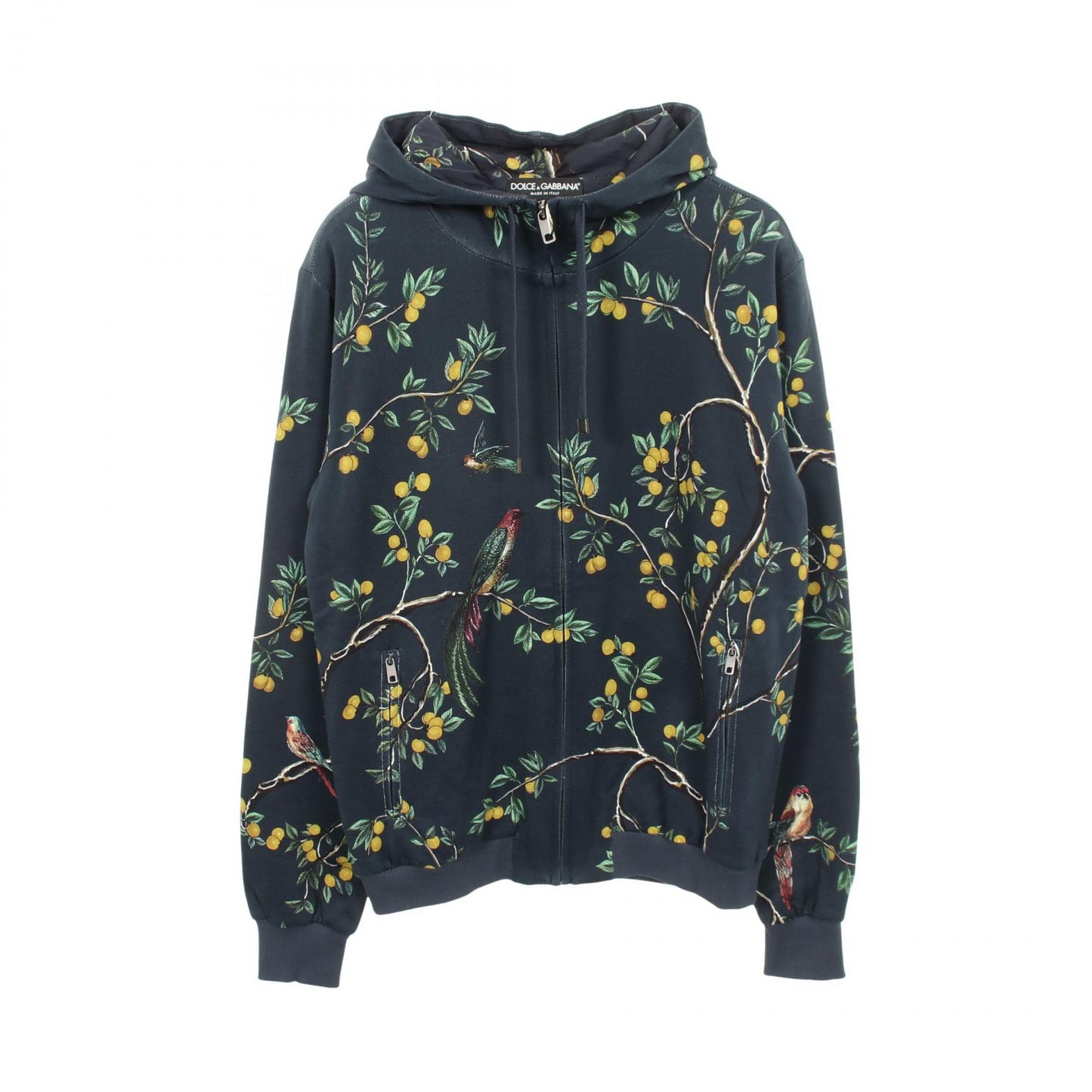 バードプリント 総柄 ジップアップパーカー コットン ネイビー マルチカラー ドルチェアンドガッバーナ トップス DOLCE&GABBANA