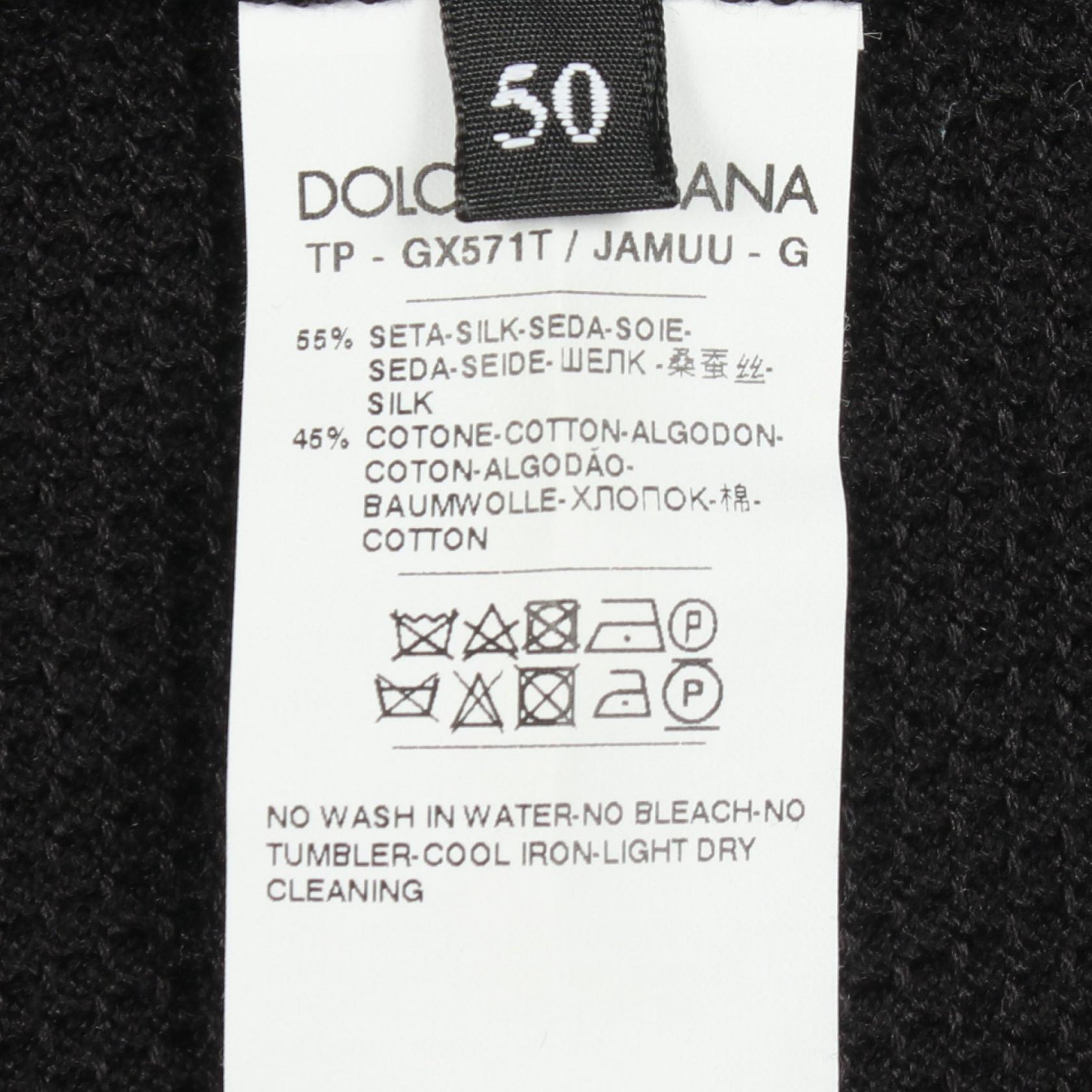 ショルダーボタン ニット シルク コットン ブラック ドルチェアンドガッバーナ トップス DOLCE&GABBANA