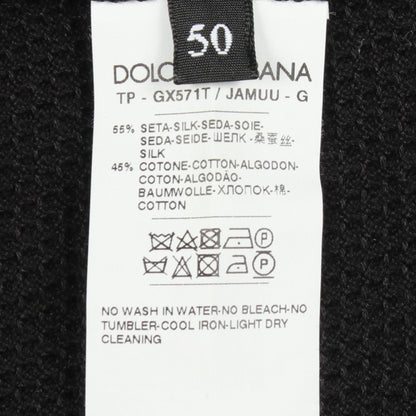 ショルダーボタン ニット シルク コットン ブラック ドルチェアンドガッバーナ トップス DOLCE&GABBANA