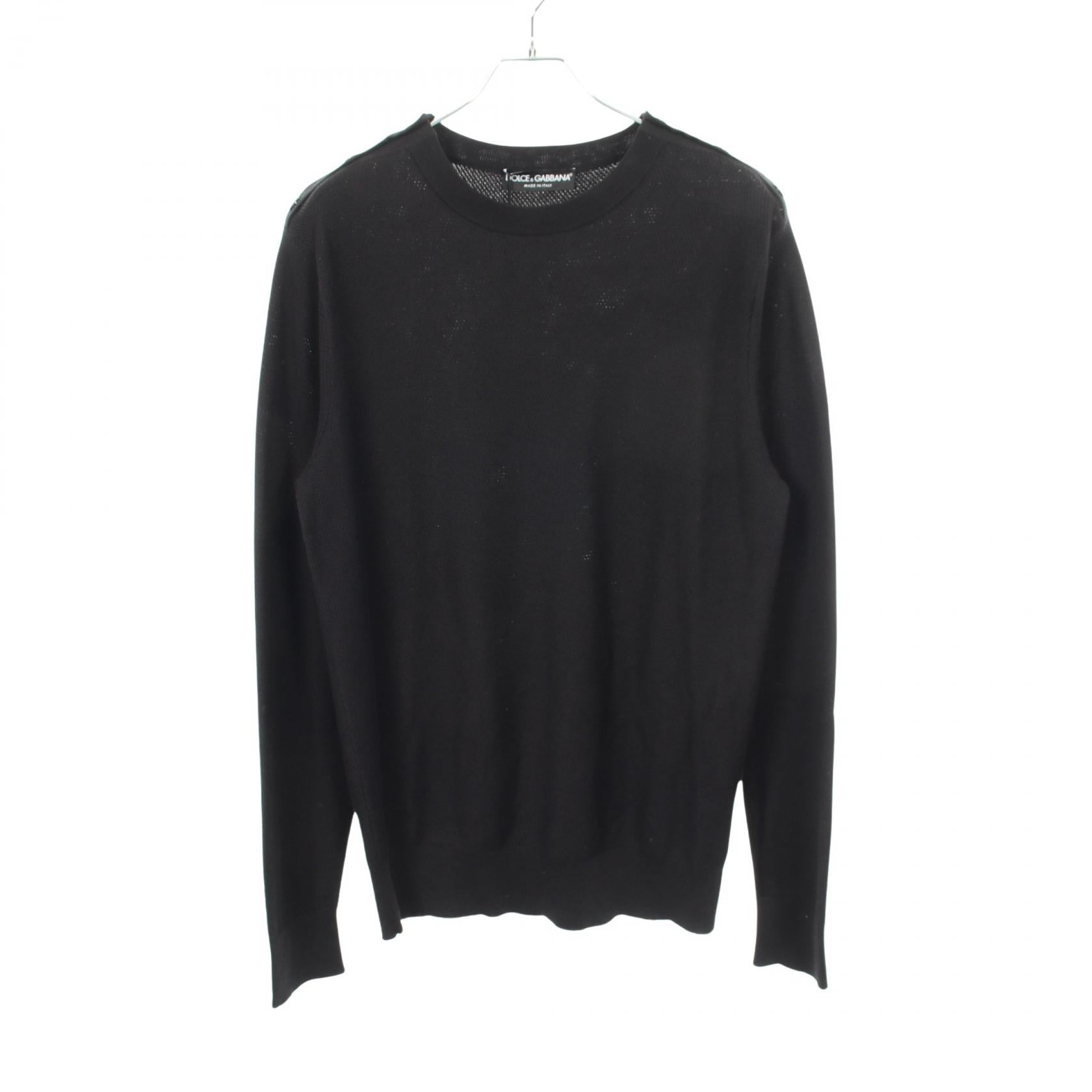 ショルダーボタン ニット シルク コットン ブラック ドルチェアンドガッバーナ トップス DOLCE&GABBANA