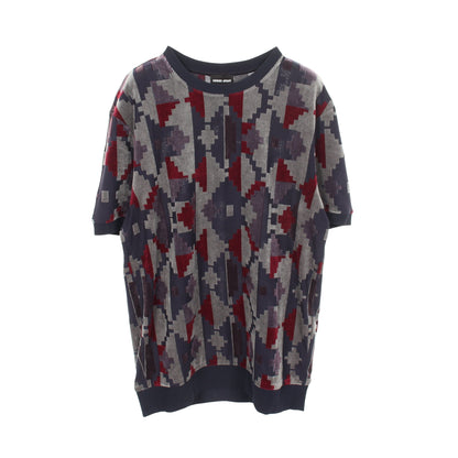 総柄 ベロア 半袖Tシャツ ビスコース ネイビー グレー ボルドー ジョルジオアルマーニ