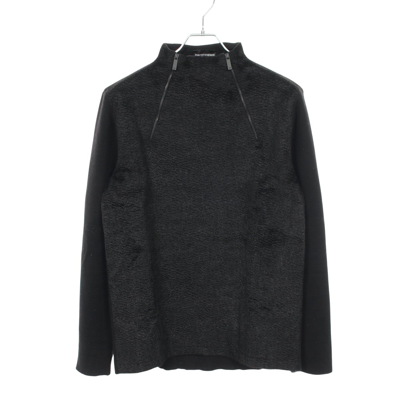 ジップアップ 切替 ニット ウール ブラック エンポリオアルマーニ トップス EMPORIO ARMANI