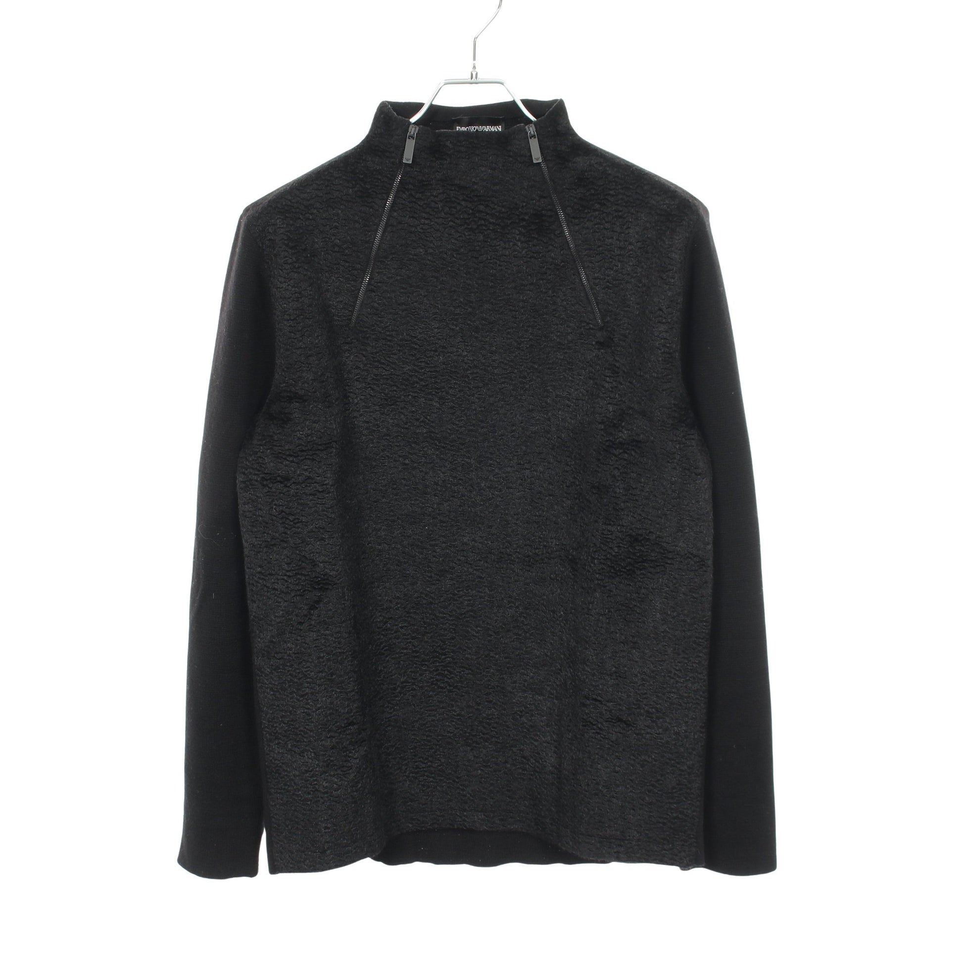 ジップアップ 切替 ニット ウール ブラック エンポリオアルマーニ トップス EMPORIO ARMANI