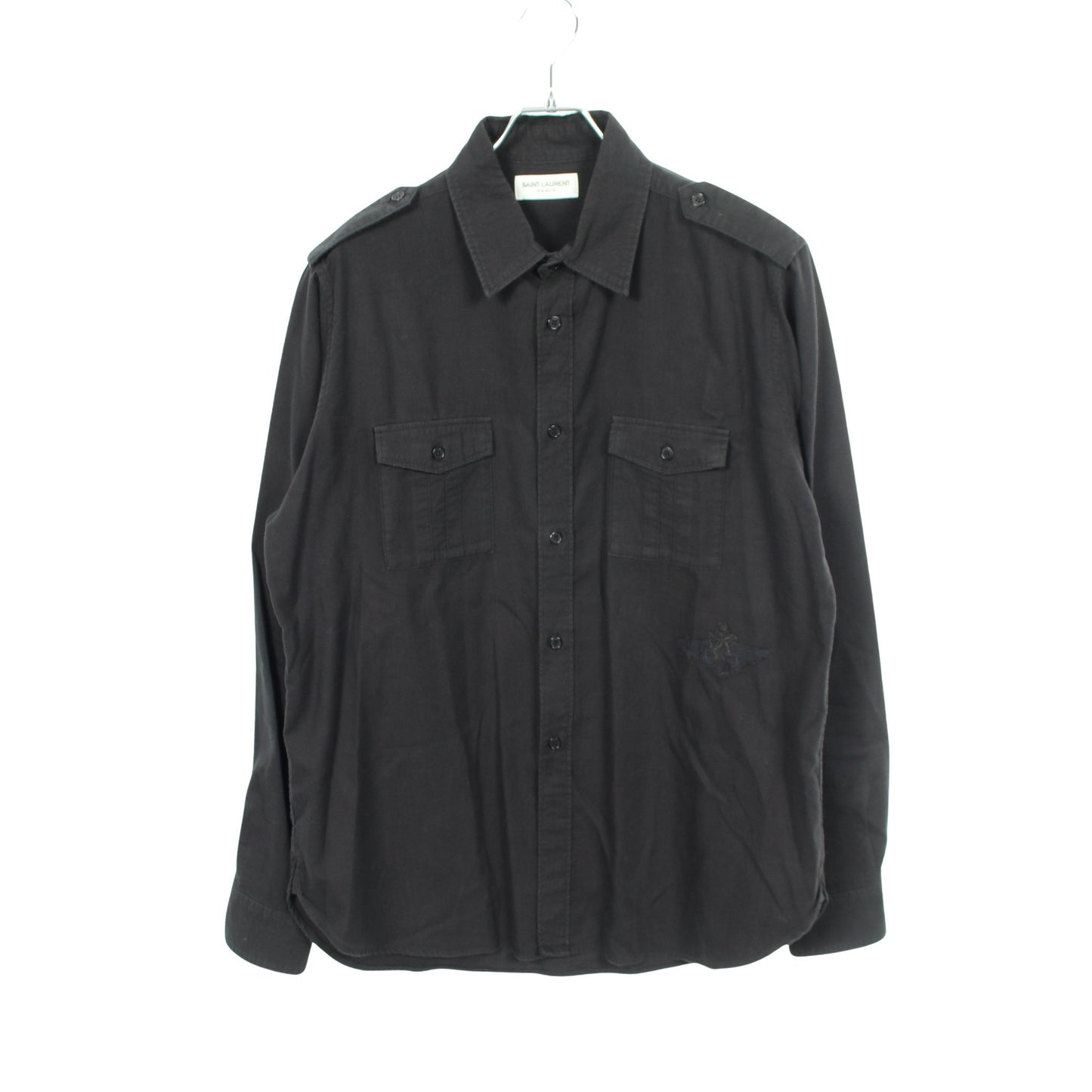 ミリタリー 長袖 シャツ コットン ブラック サンローランパリ トップス SAINT LAURENT PARIS