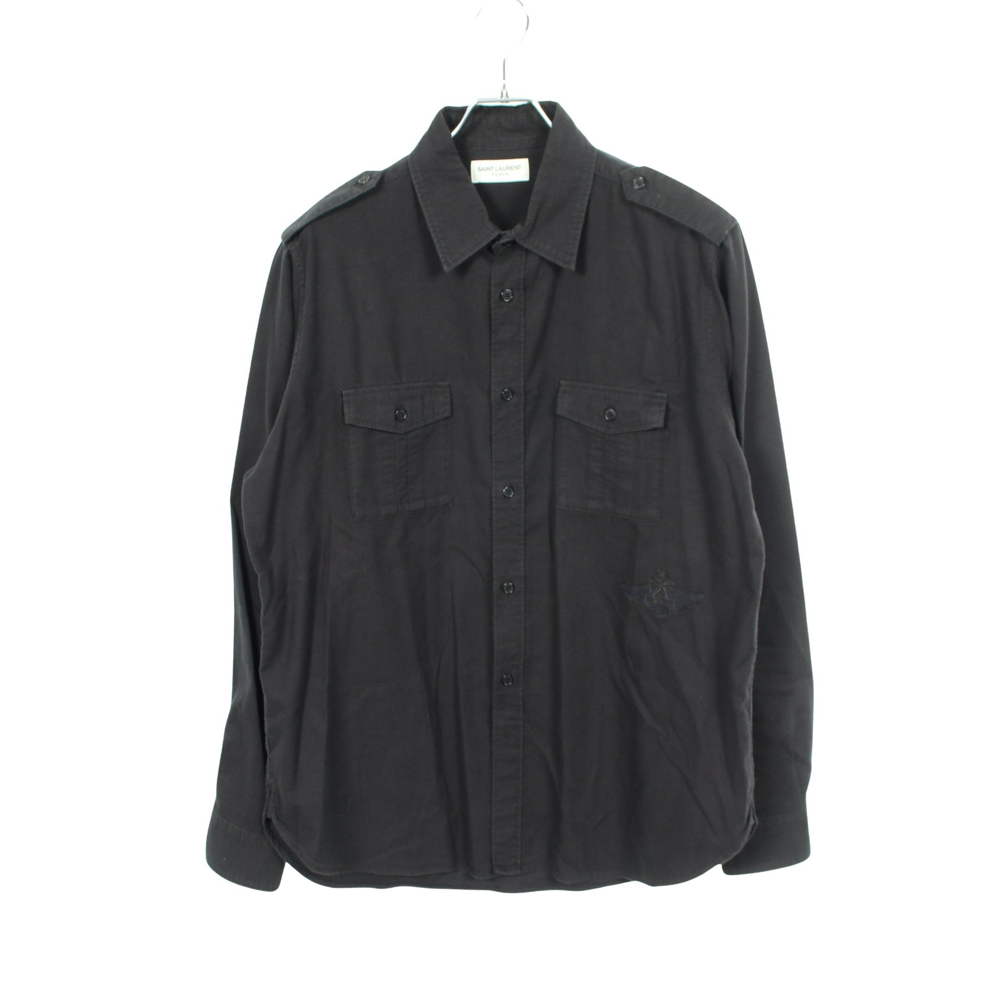 ミリタリー 長袖 シャツ コットン ブラック サンローランパリ トップス SAINT LAURENT PARIS