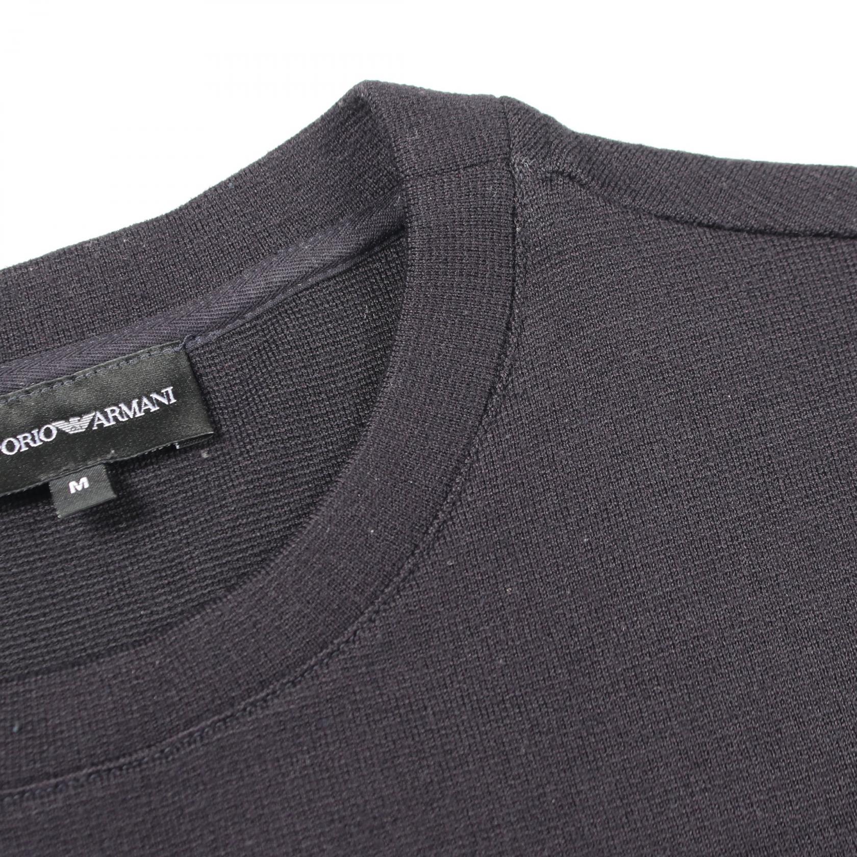 サイドジップ クルーネック ニット ウール ネイビー エンポリオアルマーニ トップス EMPORIO ARMANI