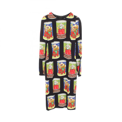 トマト缶柄 長袖 ワンピース レーヨン ダークネイビー マルチカラー ドルチェアンドガッバーナ ワンピース DOLCE&GABBANA
