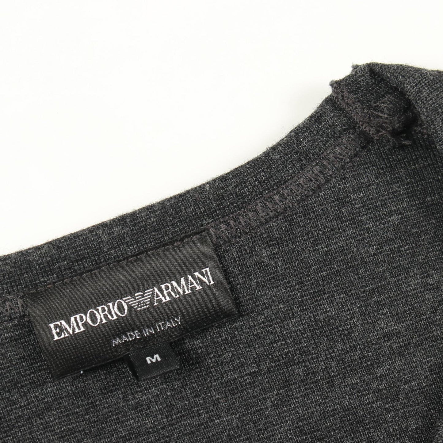 ロゴ刺繍 クルーネック トップス ウール ダークグレー エンポリオアルマーニ トップス EMPORIO ARMANI