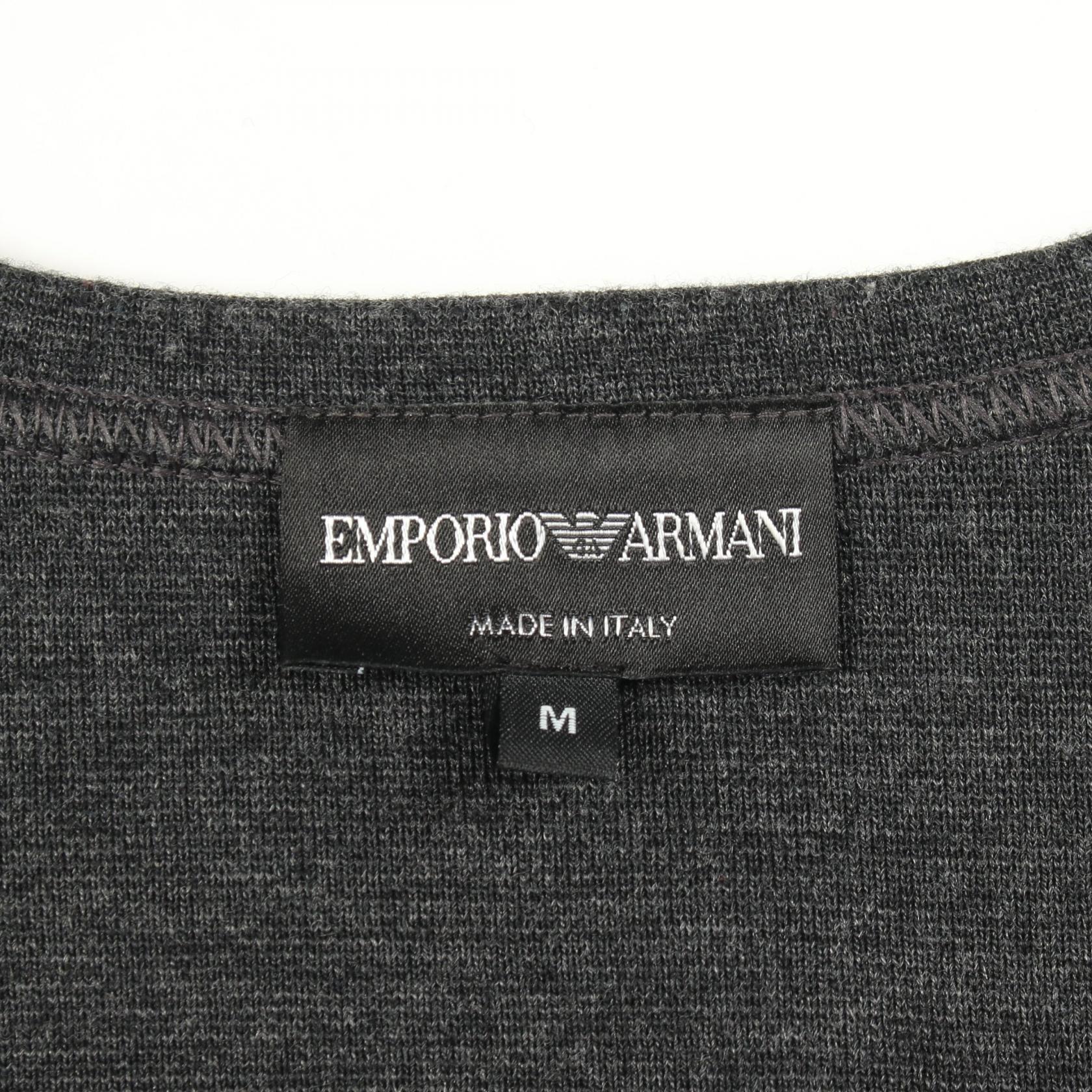 ロゴ刺繍 クルーネック トップス ウール ダークグレー エンポリオアルマーニ トップス EMPORIO ARMANI