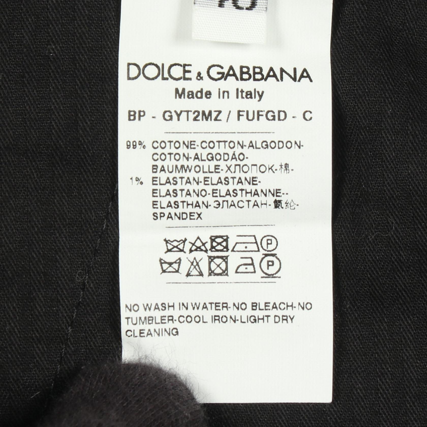ロゴ刺繍 デニムパンツ コットン ブラック ドルチェアンドガッバーナ ボトムス DOLCE&GABBANA