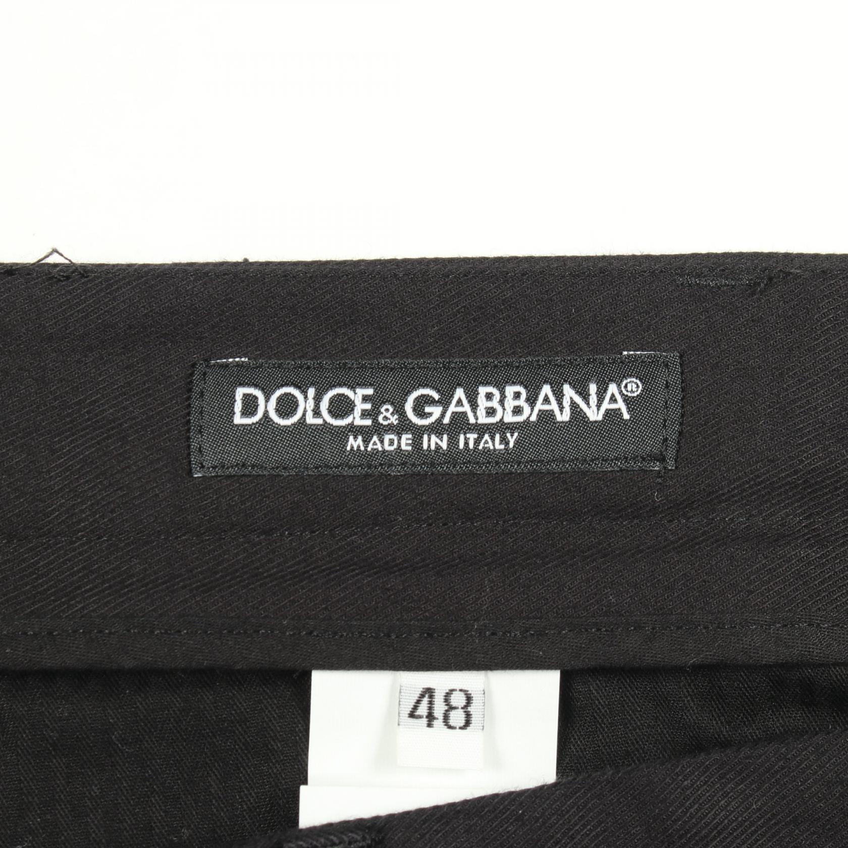 ロゴ刺繍 デニムパンツ コットン ブラック ドルチェアンドガッバーナ ボトムス DOLCE&GABBANA