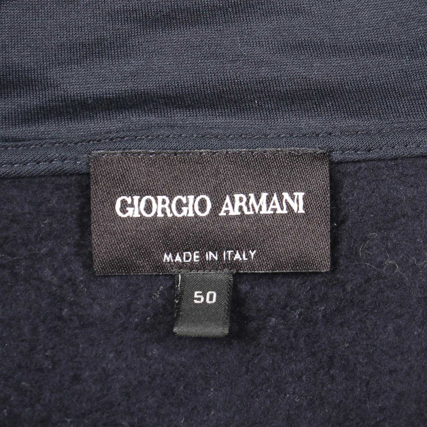 フロッキー プルオーバーパーカー コットン ネイビー ジョルジオアルマーニ トップス GIORGIO ARMANI