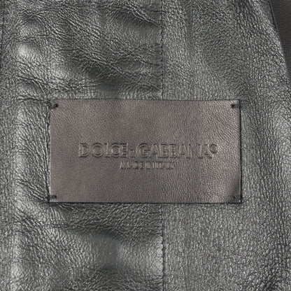 フルジップ バイカー ブルゾン ラムレザー ブラック ドルチェアンドガッバーナ アウター DOLCE&GABBANA