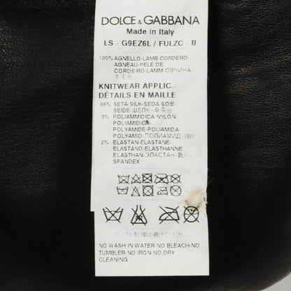フルジップ バイカー ブルゾン ラムレザー ブラック ドルチェアンドガッバーナ アウター DOLCE&GABBANA