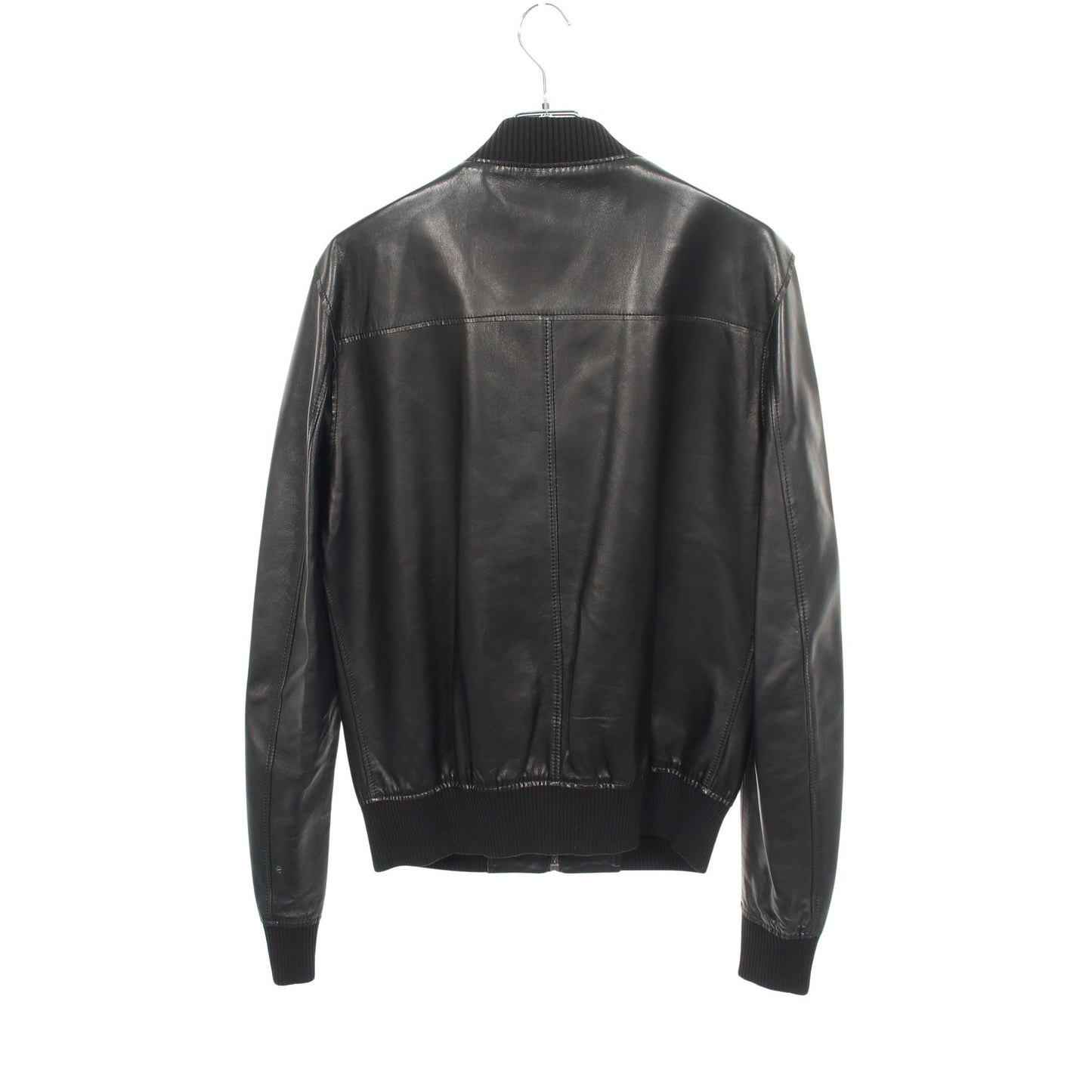 フルジップ バイカー ブルゾン ラムレザー ブラック ドルチェアンドガッバーナ アウター DOLCE&GABBANA