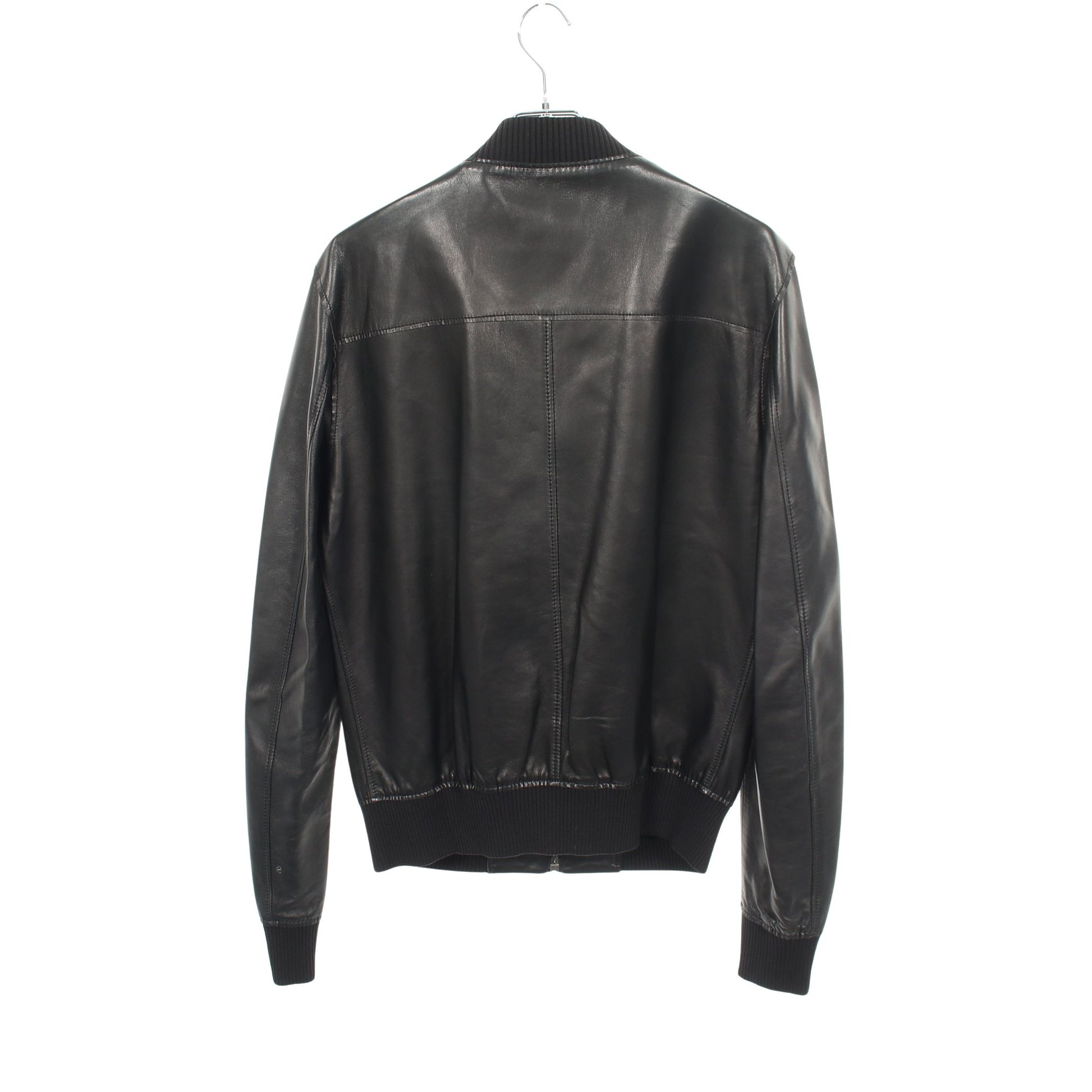 フルジップ バイカー ブルゾン ラムレザー ブラック ドルチェアンドガッバーナ アウター DOLCE&GABBANA