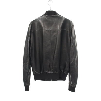 フルジップ バイカー ブルゾン ラムレザー ブラック ドルチェアンドガッバーナ アウター DOLCE&GABBANA