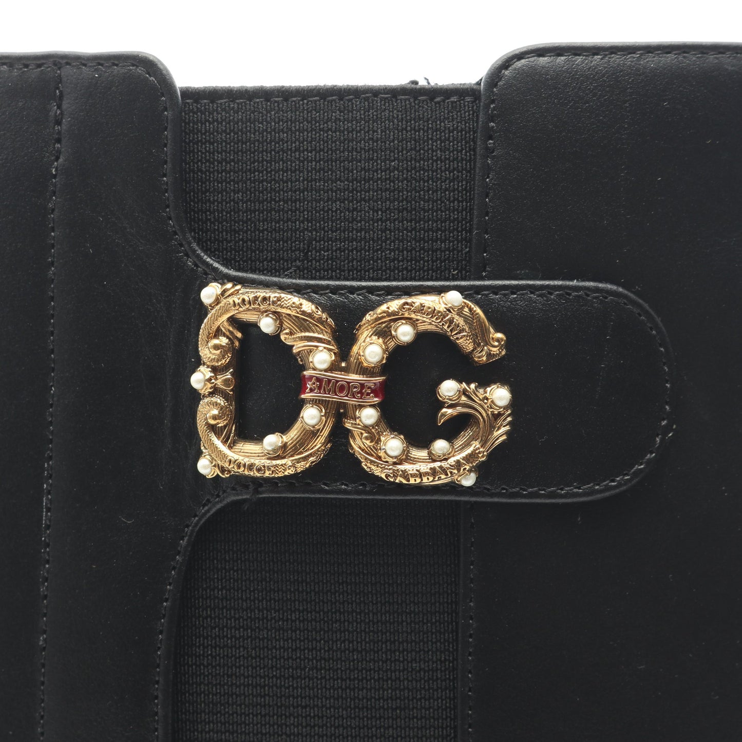 DGロゴ ロング サイドゴアブーツ レザー ブラック ドルチェアンドガッバーナ シューズ DOLCE&GABBANA