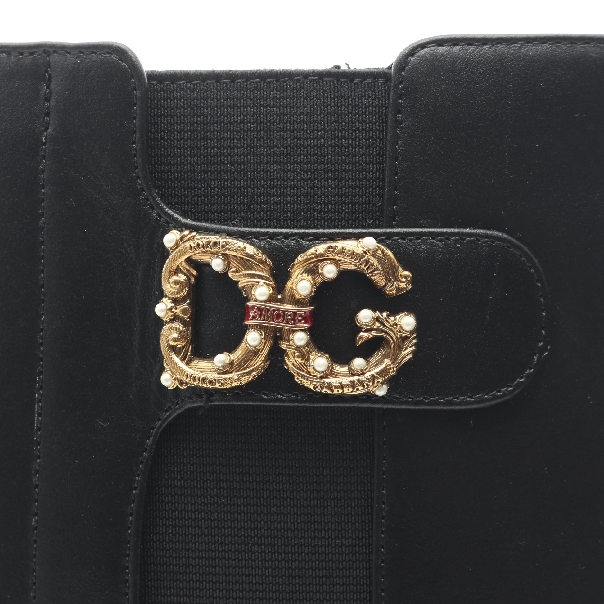 DGロゴ ロング サイドゴアブーツ レザー ブラック ドルチェアンドガッバーナ シューズ DOLCE&GABBANA