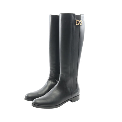 DGロゴ ロング サイドゴアブーツ レザー ブラック ドルチェアンドガッバーナ シューズ DOLCE&GABBANA