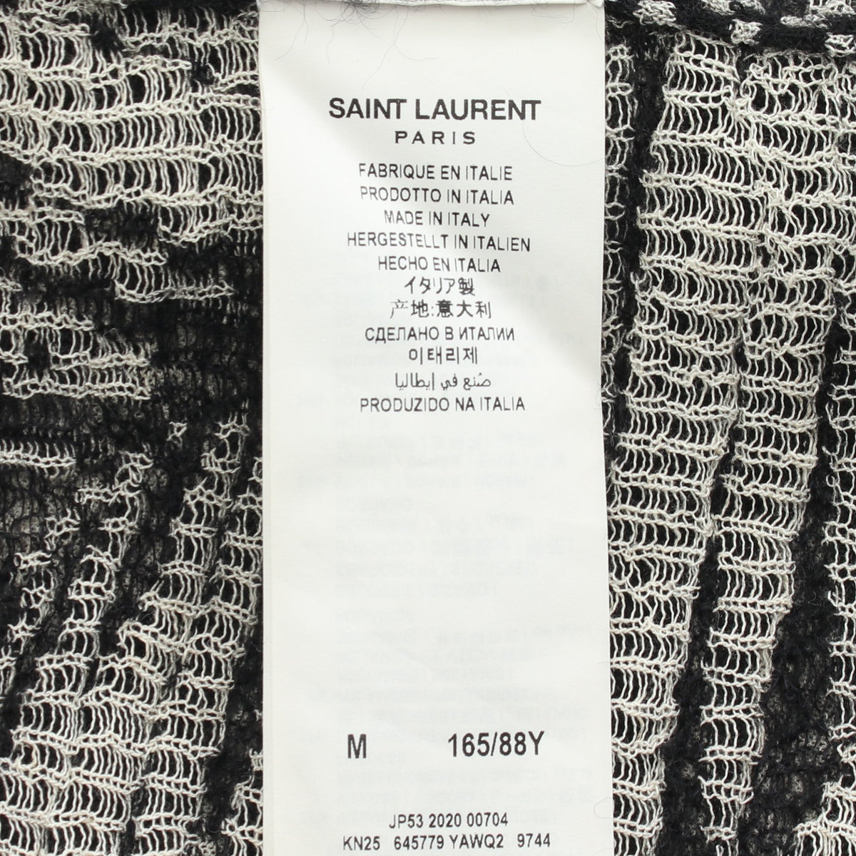 長袖 ボタニカル ニット レーヨン リネン ナイロン モヘヤ オフホワイト ブラック サンローランパリ トップス SAINT LAURENT PARIS