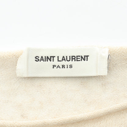 長袖 ボタニカル ニット レーヨン リネン ナイロン モヘヤ オフホワイト ブラック サンローランパリ トップス SAINT LAURENT PARIS
