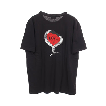 LOVE 1974 プリント クルーネック 半袖Tシャツ コットン ブラック サンローランパリ トップス SAINT LAURENT PARIS