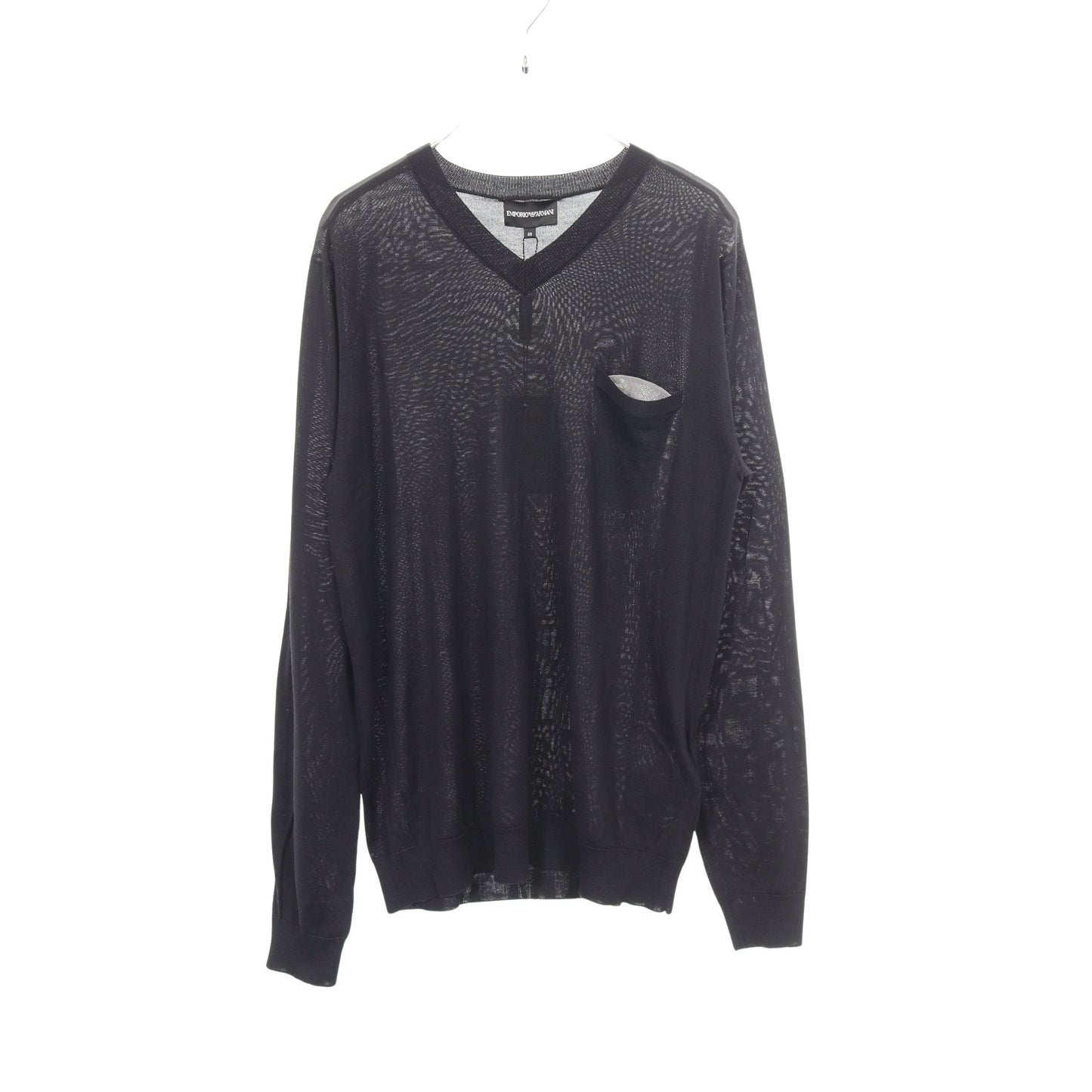 Vネック ポケット付き ニット シルク カシミヤ ブラック エンポリオアルマーニ トップス EMPORIO ARMANI
