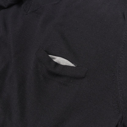 Vネック ポケット付き ニット シルク カシミヤ ブラック エンポリオアルマーニ トップス EMPORIO ARMANI