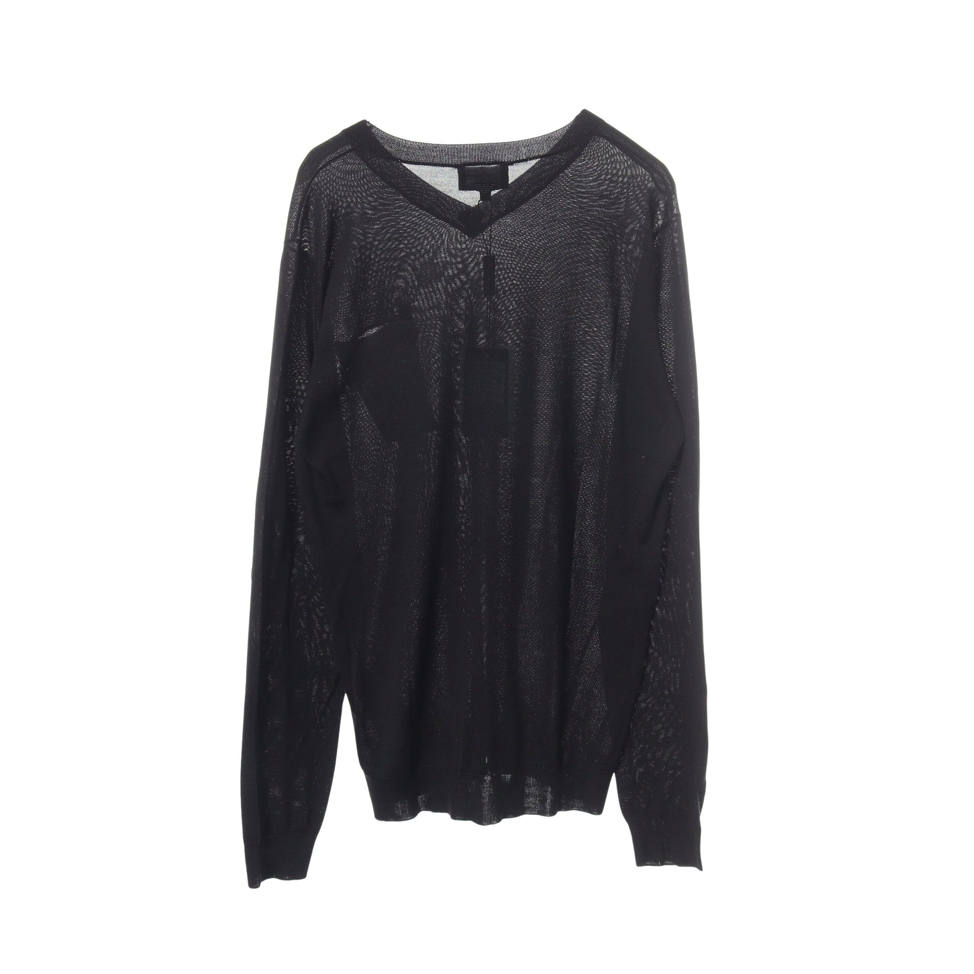 Vネック ポケット付き ニット シルク カシミヤ ブラック エンポリオアルマーニ トップス EMPORIO ARMANI