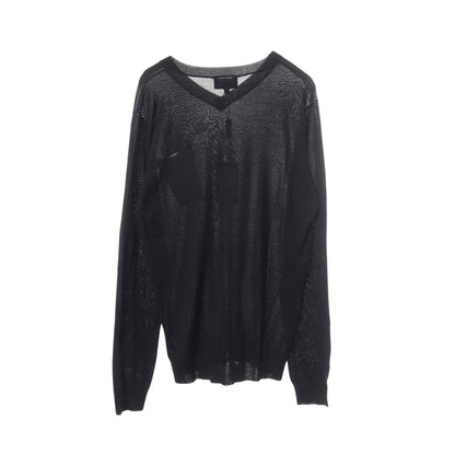 Vネック ポケット付き ニット シルク カシミヤ ブラック エンポリオアルマーニ トップス EMPORIO ARMANI