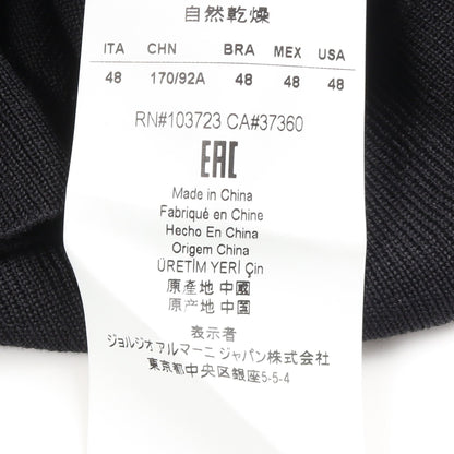 Vネック ポケット付き ニット シルク カシミヤ ブラック エンポリオアルマーニ トップス EMPORIO ARMANI