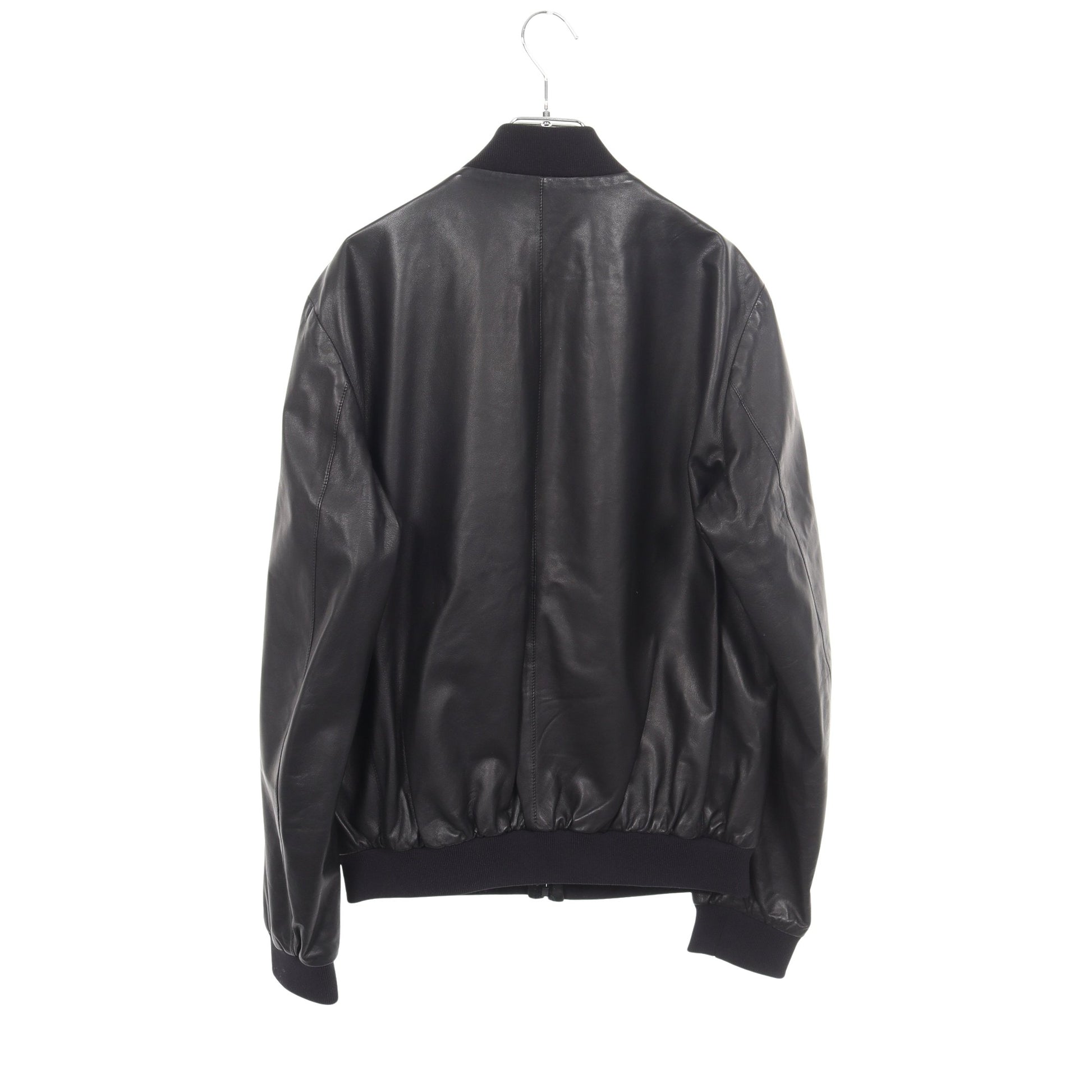 総柄 ジップアップ レザージャケット レザー ブラック ジョルジオアルマーニ アウター GIORGIO ARMANI