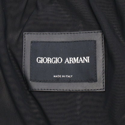 総柄 ジップアップ レザージャケット レザー ブラック ジョルジオアルマーニ アウター GIORGIO ARMANI